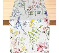 Floral Table Runner Wildflowers Bloom Flowers Spring Table Runner 72 Inches Long Seasonal Summer Floral Kitchen Dining Table Decoration for Farmhouse Garden Cottagecore Coffee Table Home Party Decor