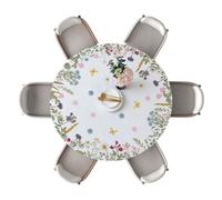 Floral Tablecloth Round - 120cm Dustproof Table Cloth,Elastic Edge Table Cloth,for Parents Renters Restaurant Coffee Shop Family Dinner Kitchen Home Dining Room Holiday Party Gathering