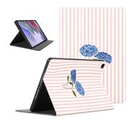 Floral Tablet Case for iPad mini 6 2021 8.3" | Striped Stripe Flower Blue Hydrange Design for Women Girls Flip PU Leather Stand Funda Adjustable Protective Cover