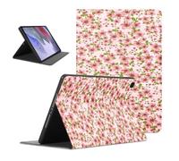 Floral Tablet Case for iPad Pro 11 2021/2020/2018 11" | Peach Blossom Pink Flower Cute Design Trendy Flip PU Leather Stand Funda Adjustable Protective Cover for Boy Girl