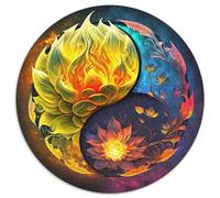 Floral Tai Chi Yin Yang 1000 Piece Jigsaw Puzzle for Women, Men Traditional Chinese Philosophy Symbol Colourful Jigsaws Challenge Games Creativity & Gift Giving 1000pcs (67.5x67.5cm)
