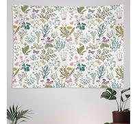 Floral Tapestry Wall Hanging Vintage Garden Plants Herbs Flower Botanical Classic Design Art Tapestries Home Decor for Living Room Bedroom Apartment Farmhouse Dorm 60"x60"
