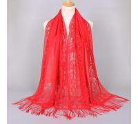 Floral Tassel Shawl with Lace Bride Detailing, Hollow Solid Muslim Hijab for Women Offering Breathability and Full Coverage (11)