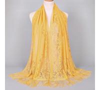 Floral Tassel Shawl with Lace Bride Detailing, Hollow Solid Muslim Hijab for Women Offering Breathability and Full Coverage (4)