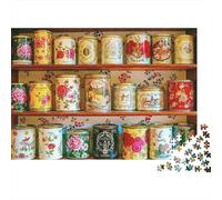 Floral Tea Tins Display 1000 Piece Jigsaw Puzzle Jigsaw Puzzle for Adults Paper Relax Home 52x38cm/1000pcs