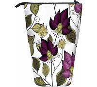 Floral Telescopic Pencil Stationery Case Pens Storage Box with Zipper Closure for Women Men Boys Girls Leaf Geometric Striped Circle Round Botanical Plant Nature Dot