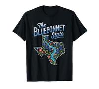 Floral Texas Map The Bluebonnet State TX US States Texan T-Shirt