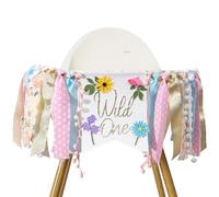 Floral Themed First Birthday High Chair Banner, Our Little Wildflower Is Turning One"