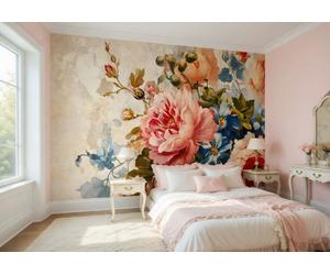 Floral Themed wallpaper wall mural 312x219 cm Flowers Bedroom Dinning Room decor