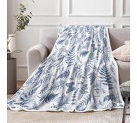 Floral Throw Blanket, Blue White Throws with Wildflowers Botanical Floral Printed for All Seasons, Vintage Butterfly Fluffy Fuzzy Blanket for Bedding Sofa and Travel Couch Chair Sofa Home Decor,50x60