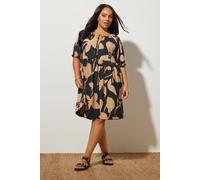 Floral Tie Neck Mini Dress Yours Black 30-32