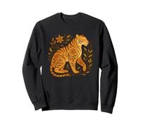 Floral Tiger Abstract Animal Design with Botanical Elements Sweatshirt