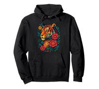Floral Tiger Graphic Tee Spirit Animal Flowers Mandala Tiger Pullover Hoodie