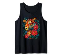 Floral Tiger Graphic Tee Spirit Animal Flowers Mandala Tiger Tank Top
