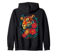 Floral Tiger Graphic Tee Spirit Animal Flowers Mandala Tiger Zip Hoodie