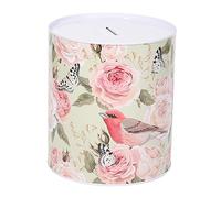 Floral Tinplate Piggy Bank with Openable Lid Large Capacity