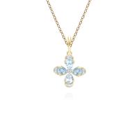 Gemondo Floral Topaz & Diamond Pendant Necklace in 9ct Yellow Gold