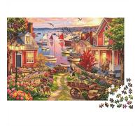 Floral Town Jigsaw Puzzle 1000 Piece Recyclable Material Sunset Harbour Puzzles for Elderly Relieve Senile Dementia Fun Activity Great Gift Idea 70x50cm/1000pcs