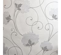 Floral Trail Wallpaper Cream Silver Paste The Wall Textured Vinyl 10m Roll | With glitter detail, ideal for a contemporary feature wall in a kitchen, dining room or living room, 32cm offset match