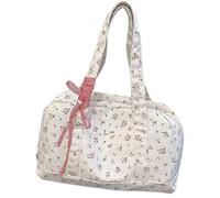 Floral Travel Puff Bag for Women, Bow Goat Bag - Tote Bag Large Capacity Waterproof Shoulder Bag with Bow,Pretty Weekly, Pink, Se référer au descriptif, Refer to description