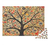 Floral Tree Art-Vibrant Folk Style Family Puzzles 1000 Pieces of Precision Cut Colourful Jigsaws As An Aesthetic Jigsaw Puzzle for Home Decor And Stress Relief 70x50cm/1000pcs