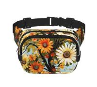 Floral Tree with Daisies Sunflowers Butterflies Fanny Pack Adjustable Crossbody Bag Large Waist Bag Travel Belt Bag Unisex Bum Bag