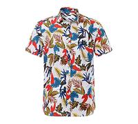 Floral Tropical Casual Short Sleeve Button Down Printed Beach Shirt for Men - Italian Tops, Red Sequin Blouse, Personalised Gifts, Essentials Sale Clearance Items Under 5 Pounds