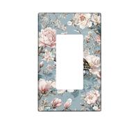 Floral Turtle Light Switch Cover Plate/Outlet Covers, Soft Blue Peony Design for Home Decor, Thermoplastic Wall Plates, Standard Size Single Rocker