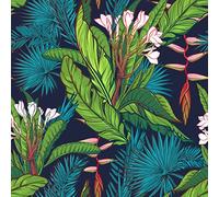 Floral Upholstery Fabric for Chairs,Flower and Palm Leaves Outdoor Fabric by The Yard,Green Tropical Botanical Decorative Fabric for Upholstery and Home DIY Projects,3 Yards,(L276*W150cm) Teal Pink