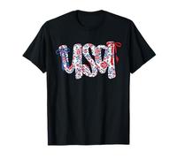 Floral USA Coquette Bow 4th of July America T-Shirt