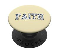 Floral Varsity Tiny Blue French Toile Text Faith PopSockets Adhesive PopGrip