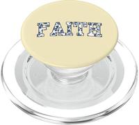 Floral Varsity Tiny Blue French Toile Text Faith PopSockets PopGrip for MagSafe