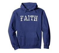 Floral Varsity Tiny Blue French Toile Text Faith Pullover Hoodie
