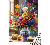 Floral Vase 1000 Piece Jigsaw Puzzle 1000 Pieces Puzzle Game Still Life Fruit for Adults Relaxation Family Decoration 70x50cm/1000pcs
