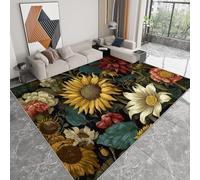 Floral Vintage 20Th Century Style Rug - Modern Low Pile Area Rugs Living room Bedroom Dining Room Kitchen Soft Low Pile Pet-Friendly Easy to Clean 120 x 170 cm