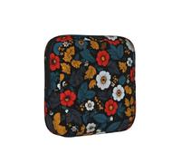Floral Vintage Black Printed Sponge Composite Fabric Women's Sanitary Napkin Storage Bag, Portable Pad Clip for Daily Use During Travel.