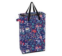 Floral Vintage Blue Red Narrow Hamper with Sturdy Handle Tall Laundry Baskets Waterproof Boys and Girls Clothes Hamper for Closet