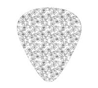 Floral Vintage Guitar Picks Picks 12 Pack with Thin Box,Graphic Draw of Blossoming Flowers on Branches with Leaves,Special Guitar Plectrums Gift Set for Guitarist,Charcoal Grey and White