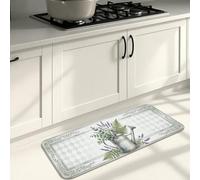 Floral Vintage Kitchen Mats for Floor, Sunflower and Lavender Patterned Soft Mats, Spring Cushioned Comfort Washable Decor Rugs for Kitchen Sinks Laundryroom Bathroom 16x47 Inch