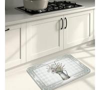 Floral Vintage Kitchen Mats for Floor, Sunflower and Lavender Patterned Soft Mats, Spring Cushioned Comfort Washable Decor Rugs for Kitchen Sinks Laundryroom Bathroom 16x24 Inch