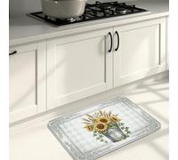 Floral Vintage Kitchen Mats for Floor, Sunflower and Lavender Patterned Soft Mats, Spring Cushioned Comfort Washable Decor Rugs for Kitchen Sinks Laundryroom Bathroom 20x31 Inch