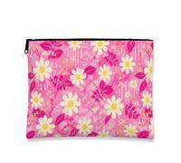 Floral Vintage Makeup Bag, Peach Chrysanthemum Cosmetic Travel Pouch for Women, Portable Small Canvas Zipper Organizer, Spring Skincare Toiletry Bag, Peach, 7x9 Inch, Chrysanthemum