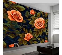 Floral Vintage Plants Wildflowers Wallpaper for Living Room, Dark Brown Wall Mural Art for Bedroom Decoration Poster, Non-Woven Premium Art Print Fleece Photo Wallpaper 3D, 200 x 140 cm