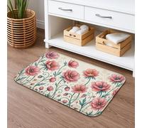 Floral Vintage Quick Dry Bath Mat, Elegant Peach Flower Pattern Absorbent Non Slip Shower Mat, Spring Decorative Washable Bath Rugs for Bathroom Toilet Restroom 20x32 Inch