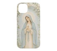 Floral Virgin Mary Catholic Prayer Art With Peaceful Grace Case for iPhone 14 Plus