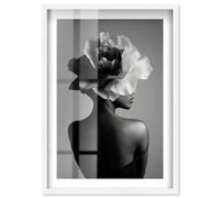 Floral Visage I Shadowbox Print Floral Wall Art by Notoriart, White Frame, 10 x 15