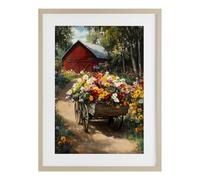 Floral Wagon Summer Garden Cottage, 14 x 20 Inch Framed Print Under Glass | Stupell Industries · By Franklyn Gregory · Ready to hang · Thoughtful gift for home decor · Made in USA