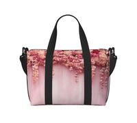 Floral Wall Pink Rose Printed Travel Duffel Bag for Women Men - Weekend Overnight Bags with Adjustable Shoulder Strap and Handle