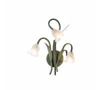 Floral Wall Sconce, 3-Light Vintage Wall Lamp, Green Iron Art with Cream Glass Lily Shades, G4 LED Hardwired Decorative Aent Lighting for Living Room, Bedroom, Study, Hallway.