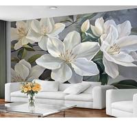 Floral Wallpaper for Living Room - Peel and Stick Wallpaper, White Flowers Bedroom Wall Paper, Large Wall Mural & Simple Nordic Style Home Decor, Self Adhesive
